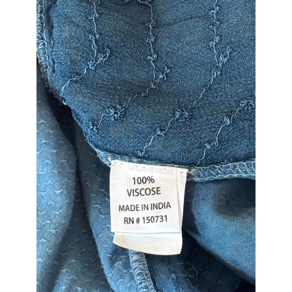 Boho Western Festival Floral Patchwork Tank Top NEW Sleeveless Indigo Blue Large - Picture 7 of 8